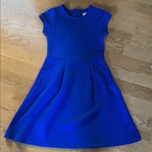 Cap sleeve electric blue dress